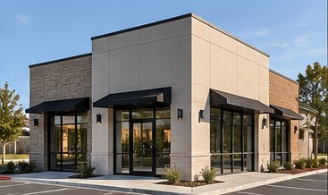 Small modern one-story retail or office building